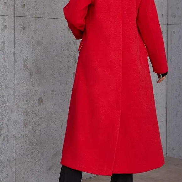 EillyBazar long red double breasted dress coat fully lined 2 front pockets NEW - Picture 3 of 7
